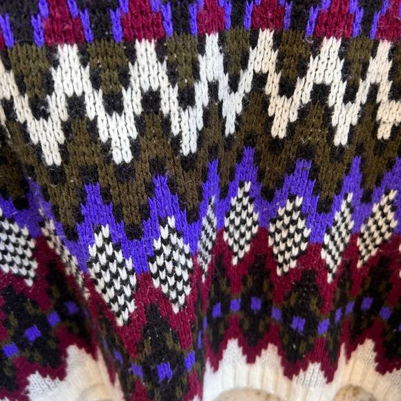 Vintage Soft Cropped Fair Isle Nordic Sweater Size M/L - Picture 5 of 5